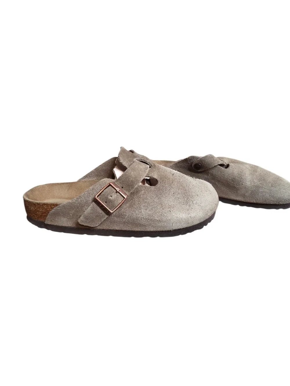 Birkenstock Boston Suede Taupe Clogs 39 Women 8 Men 6 - Picture 3 of 8